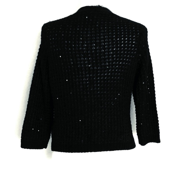 Cyrus Black Knit Sequins Cardigan Top - Picture 4 of 12